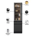 Ver imagem 3 de Cristaleira com LED 2 Portas 1 Gaveta 58cm Etna Poliman Móveis