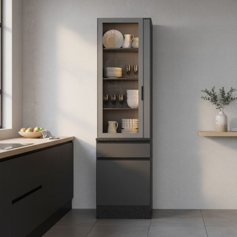 Cristaleira com LED 2 Portas 1 Gaveta 58cm Etna Poliman Móveis