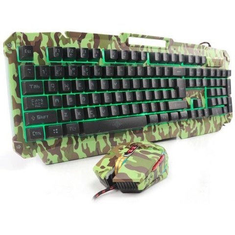 Kit Teclado Mouse Led Gamer Camuflado