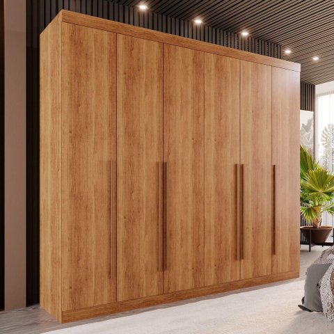 Guarda-roupa Casal 6 Portas 6 Gavetas Sparta - Mais Móveis Cor Cinamomo