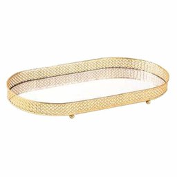 Bandeja Dourada em Metal com Espelho G - Mart - 1