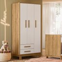 Ver imagem 1 de Guarda Roupa Infantil Q Encanto Slim 4340 Freijó Toq Branco Acetinado Ambiente - Qmovi