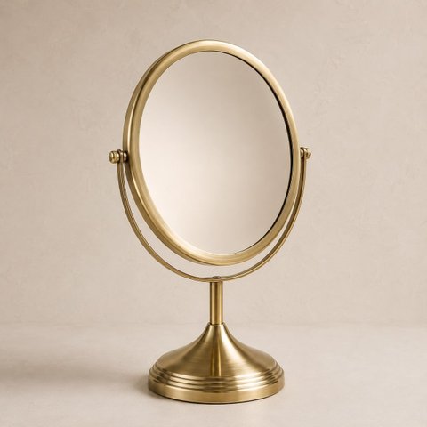 Espelho de Mesa Metal Aumento Dourado Escovado Goldenx