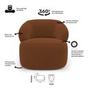 Ver imagem 3 de Kit 02 Poltronas Giratória e 01 Sofá Orgânico Glee 02 Lugares 140cm Veludo Terracota - Desk Design