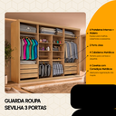 Ver imagem 3 de Guarda-Roupa Casal 3 Portas de Correr com Espelho e 6 Gavetas Sevilha