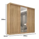 Ver imagem 5 de Guarda-roupa Casal 3 Portas de Correr com Espelho e 6 Gavetas Sevilha