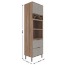 Ver imagem 3 de Armário Alto Microondas Forno Multiuso 2 Portas 2 Gavetas Torre Quente Adega Cozinha Marrom Cinza