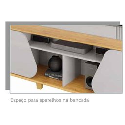 Estante Home Theaters para Salas Henry C/pés - Élpis Móveis - Freijó/off White - 4