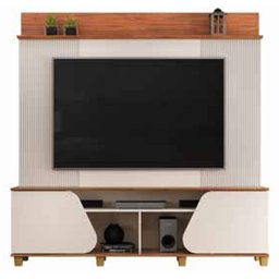 Estante Home Theaters para Salas Henry C/pés - Élpis Móveis - Freijó/off White - 1