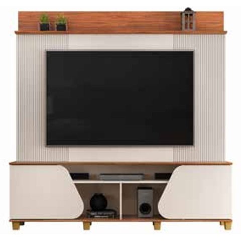 Estante Home Theaters para Salas Henry C/pés - Élpis Móveis - Freijó/off White