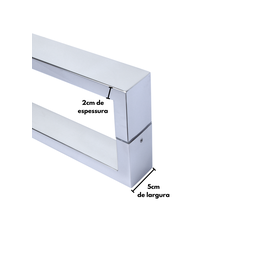 Puxador para Porta Barra Retangular 50x20 Aço Inoxidavel 100cm Polido 1m - 3