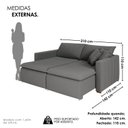 Ver imagem 3 de Sofá Cama Retrátil em Madeira Eucalipto e Bouclê 210cm Uruguai