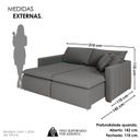 Ver imagem 3 de Sofá Cama Retrátil em Madeira Eucalipto e Bouclê 210cm Uruguai