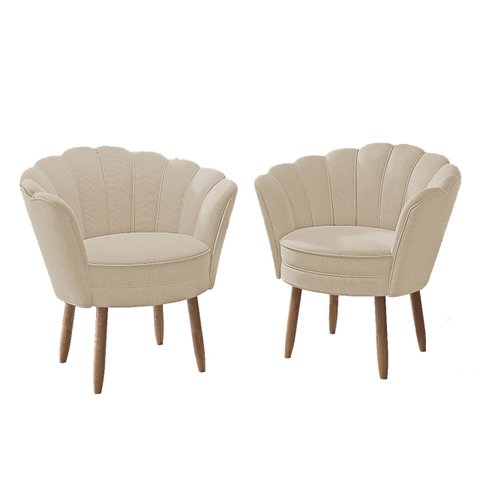 Kit 2 Poltronas Cadeiras Pétala Confortáveis Balaqui Decor Cor:bege