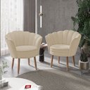 Ver imagem 2 de Kit 2 Poltronas Cadeiras Pétala Confortáveis Balaqui Decor Cor:bege