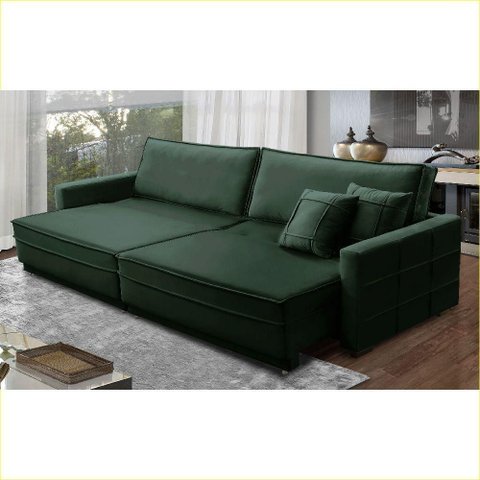 Sofá Cama Retrátil e Reclinável 2,50m com Molas Karina Veludo Rover & Beato