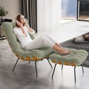 Ver imagem 2 de Poltrona Costela L02 com Puff Sala de Estar Bouclê Oliva - Lyam Decor