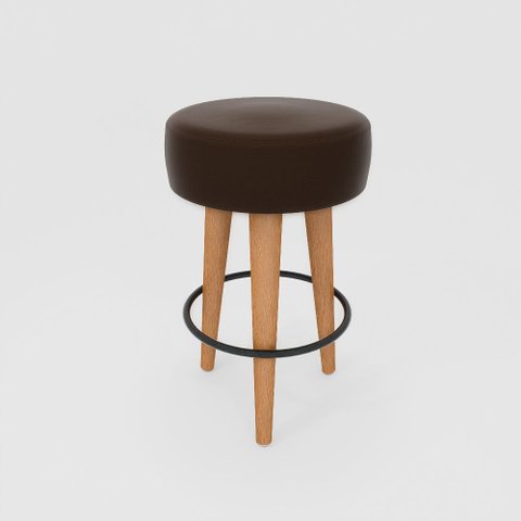 Banqueta Média Cozinha 60cm Estofada Marrom Café Madeira Maciça Urban