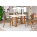 Ver imagem 1 de Conjunto: Mesa Sala Jantar Yara Sc79 Tampo Madeirado C/ Vidro Canto Curvo 160x90cm e 6 Cadeiras