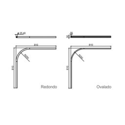 Tubo Curvo Oblongo 1500mm Cromado - 2