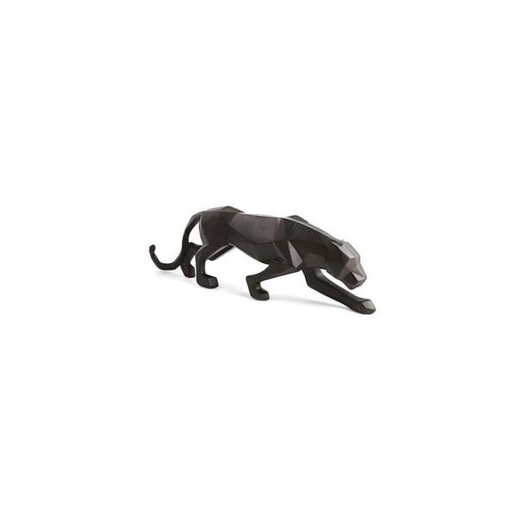 Escultura Leopardo Preto em Poliresina 13,5x45cm Mart