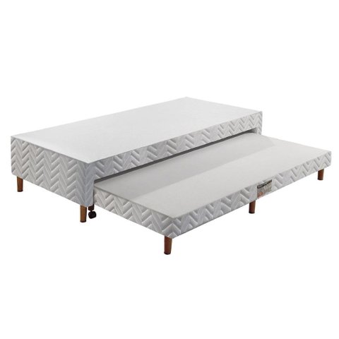 Cama Box Base C/auxiliar Universal Solteiro Tecido Bordado White (88x188x30) - Paropas