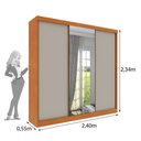 Ver imagem 4 de Guarda-Roupa Casal com Espelho 3 Portas de Correr e 4 Gavetas 240cm Multimóveis CR35486 Cinamomo/