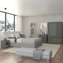 Ver imagem 1 de Jogo de Quarto Solteiro Mesinha de Cabeceira Guarda-roupa e Cômoda London Cinza