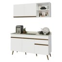 Ver imagem 2 de Armário Cozinha Modulada Compacta Balcão com Pia 150cm Florença Multimóveis MCR2468 Branco/Creme