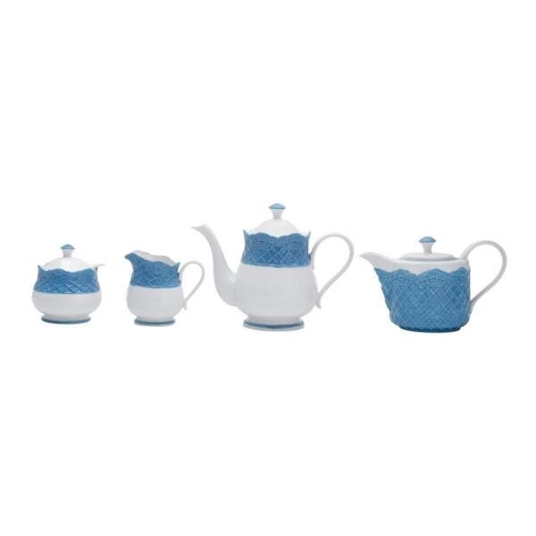 Jogo 4 Pc de Porcelana para Chá e Café Givemy Azul - 3
