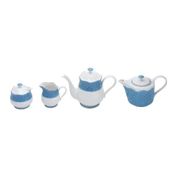 Jogo 4 Pc de Porcelana para Chá e Café Givemy Azul - 2