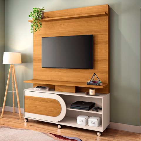 Estante Painel de Tv 55 Pol 136cm Órbis Cinamomo/off White - Hb Móveis