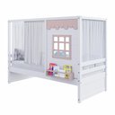 Ver imagem 2 de Cama Casinha Reta com Cortina Madeira Maciça Branco/ Rosa Housin