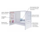 Ver imagem 3 de Cama Casinha Reta com Cortina Madeira Maciça Branco/ Rosa Housin