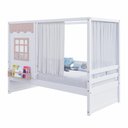 Ver imagem 5 de Cama Casinha Reta com Cortina Madeira Maciça Branco/ Rosa Housin