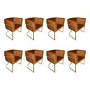 Ver imagem 1 de Kit 8 Poltronas Decorativa Sala de Estar Base de Ferro Cobre Veludo Terracota Laranja