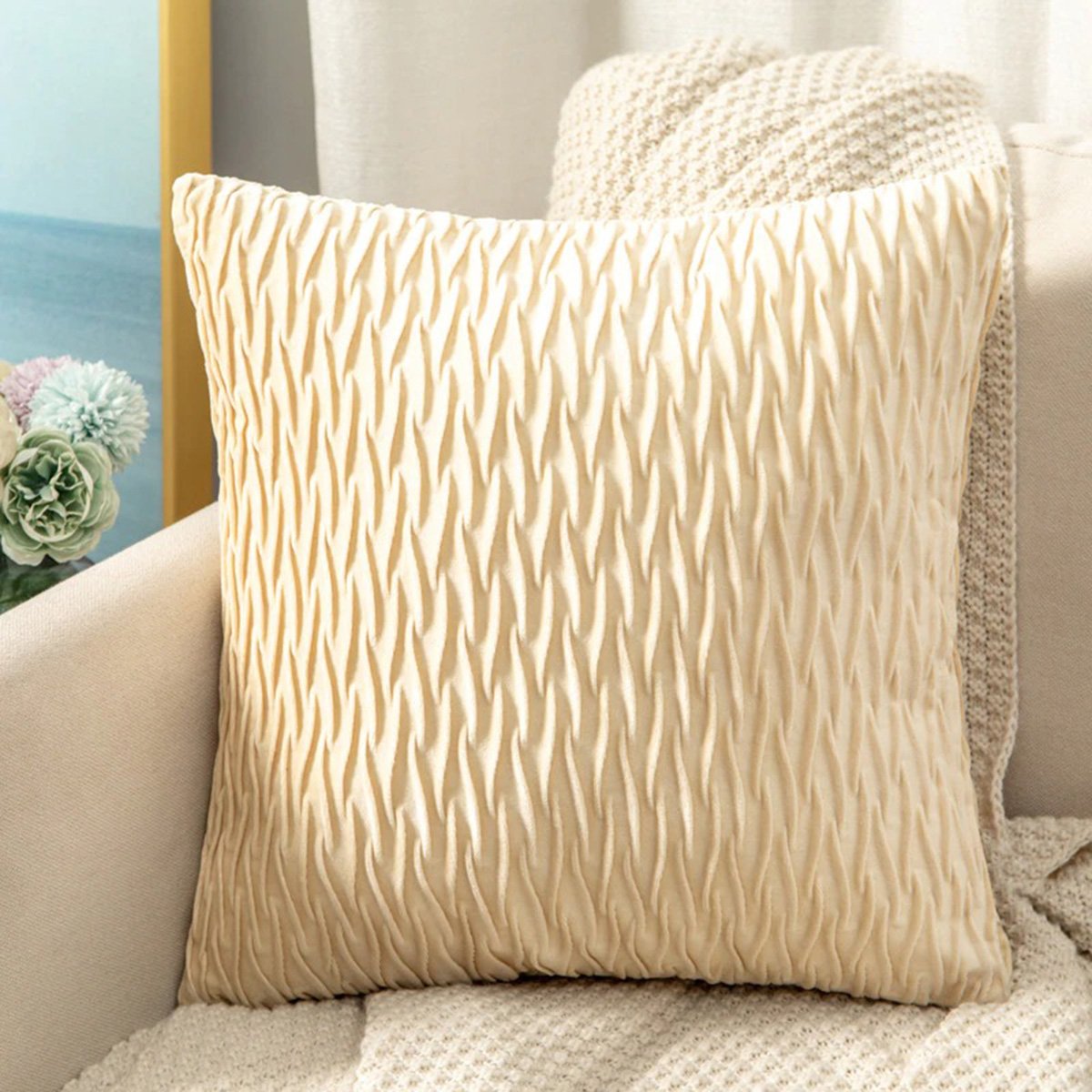 Capa De Almofada Veludada Luxo 43 x 43 cm 2 Peças - Branco | MadeiraMadeira