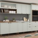 Ver imagem 1 de Cozinha Completa Modulada 5 Módulos Iluminata Verde/Mint/Ébano