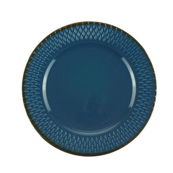 PRATO SOBREMESA PORCELANA DROPS AZUL 20cm