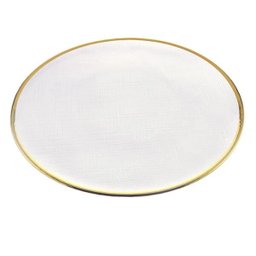 Prato Raso Cristal C/Borda Dourada Linen 26cm - 2