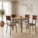 Ver imagem 1 de Conjunto Sala de Jantar 4 Cadeiras Madeira Maciça Ripada Mariana Prata/Freijó
