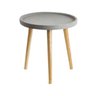 Mesa Lateral Redonda em Cimento e Madeira 51x50cm - Mart - 1