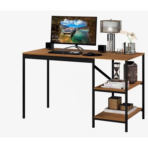Mesa Escrivaninha Home Office C/prateleiras Slim Preto/canela Artpanta Art Panta