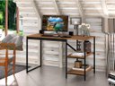 Ver imagem 4 de Mesa Escrivaninha Home Office C/prateleiras Slim Preto/canela Artpanta Art Panta