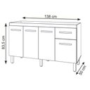 Ver imagem 6 de Balcão Cozinha Armário Gabiente Pia de 140 Cm com 4 Portas e 1 Gavetas Camila Preto