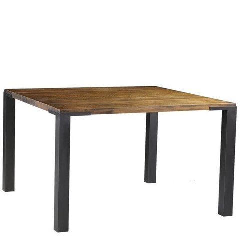 Mesa Sala de Jantar Cozinha Bladel Quadrada 120cm Grafite Madeira Maciça Rustic Brown - Gran Belo