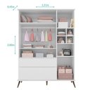 Ver imagem 4 de Jogo de Quarto Infantil Retrô Alice Guarda Roupa, Cômoda com Porta e Mesinha Branco - PR Baby