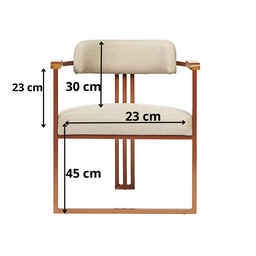 Kit 02 Poltronas Oregon Braço Madeira Linho Marfim Estrutura Bronze - 8