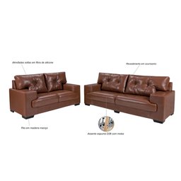 Sofá Julia Conjunto 2 e 3 Lugares Courissimo Pinhão 849 Clássico Império Estofados - 5