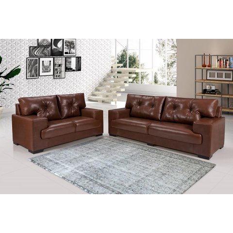 Sofá Julia Conjunto 2 e 3 Lugares Courissimo Pinhão 849 Clássico Império Estofados